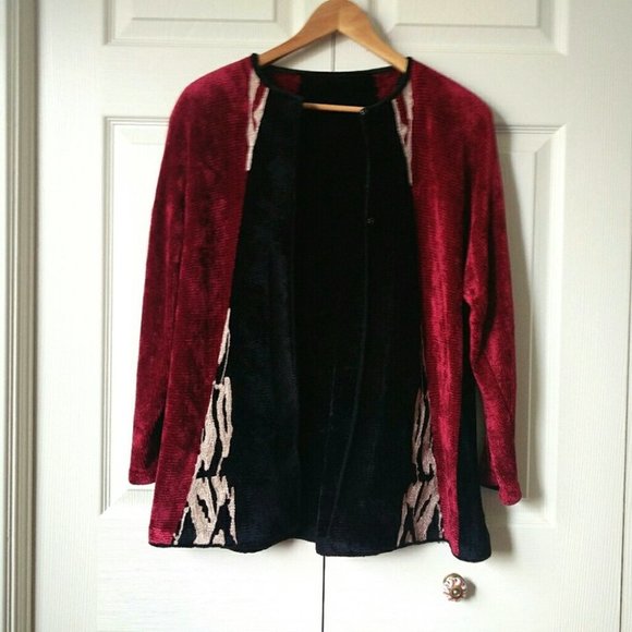 VINTAGE 90's Oversized Wool Chenille Cardigan - Picture 8 of 16